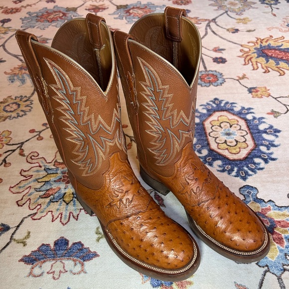 Lucchese 2000 Ostrich Leather Boots T4117HD 8 2E 65371 - Picture 1 of 6